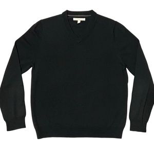 Nordstrom Black Extra Fine Merino Wool V-Neck sweater